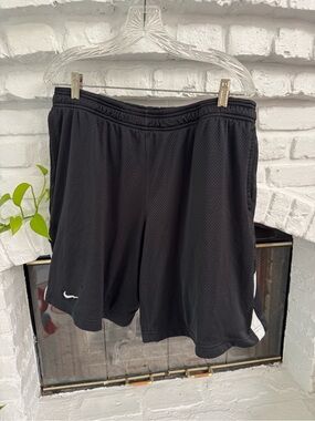 Nike Black Mesh Athletic Shorts with White Swoosh